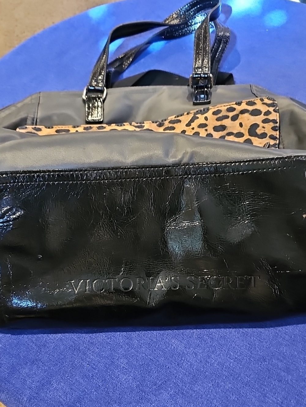 Victoria's Secret Black Tote with Leopard Panel